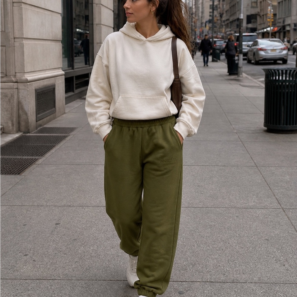 Olive Green Women's Relaxed Track Joggers